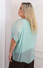 Blusa de seda de manga corta