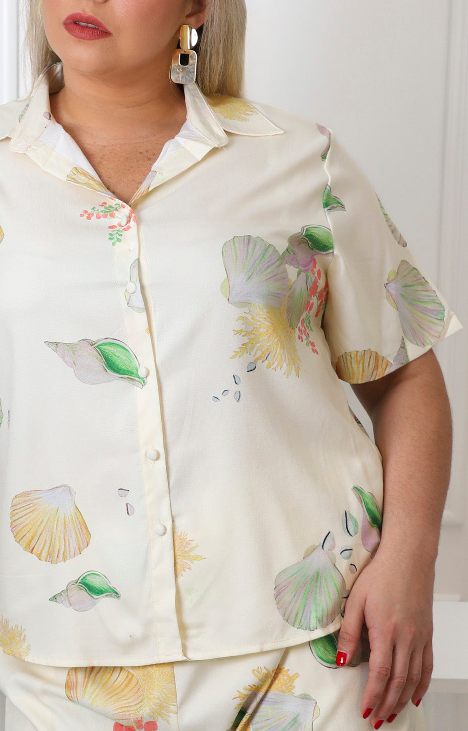 Conjunto estampado de conchas marinas