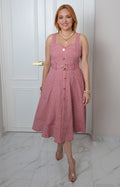 Vestido largo cuadros vichy con cinturón