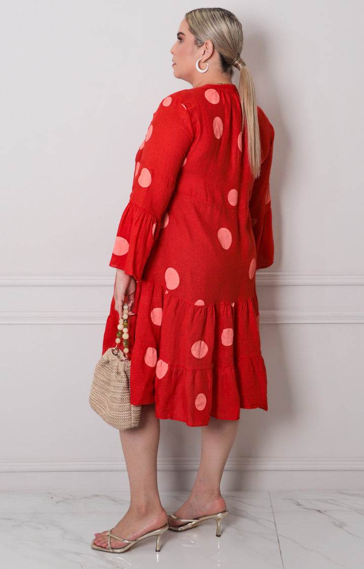 Vestido rojo estampado - VESTIDO CORTO CURVY Boutiquemirel 