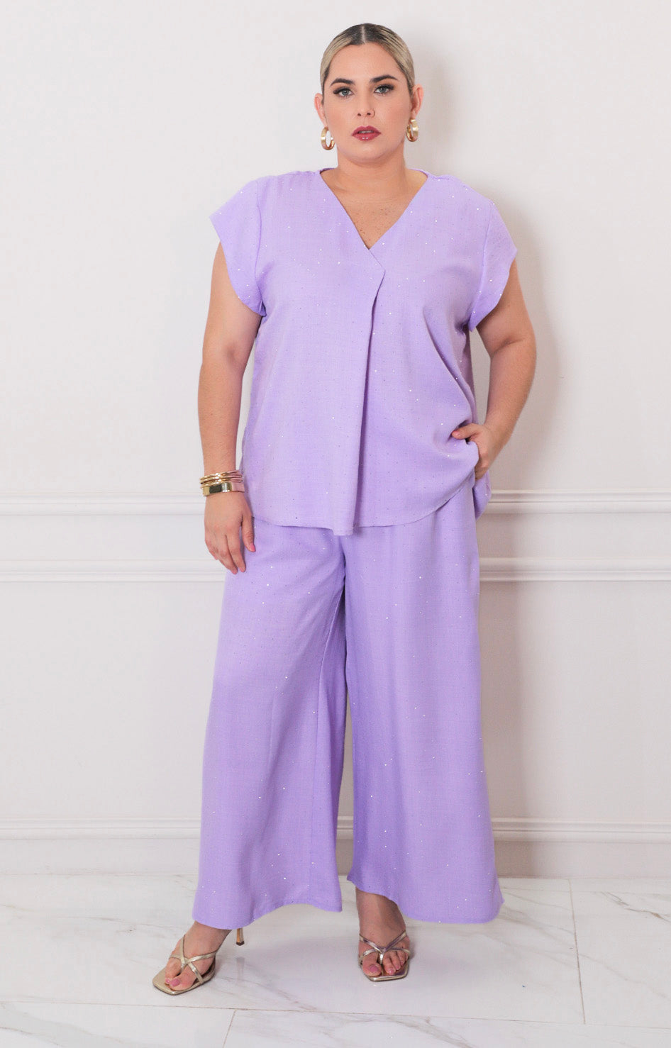 Blusa lila con brillos - BLUSAS CURVY Boutiquemirel 