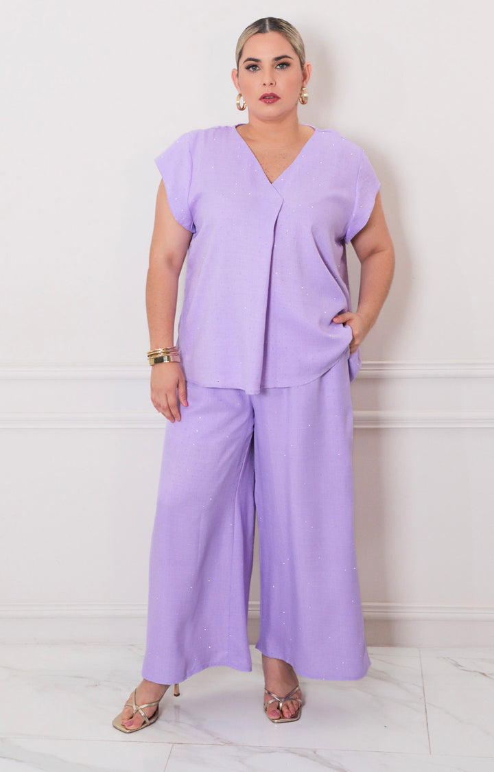 Blusa lila con brillos - BLUSAS CURVY Boutiquemirel 