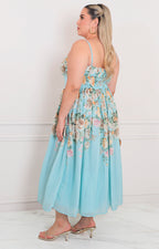 Vestido azul con estampado floral - VESTIDO LARGO CURVY Boutiquemirel 