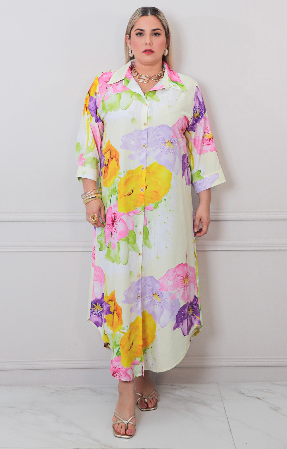 Vestido estampado con botones - VESTIDO LARGO CURVY Boutiquemirel 
