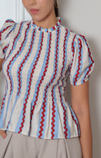 Blusa estampado de rayas fruncida