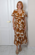 Vestido midi estampado con escote cruzado