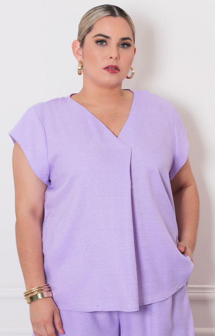 Blusa lila con brillos - BLUSAS CURVY Boutiquemirel 