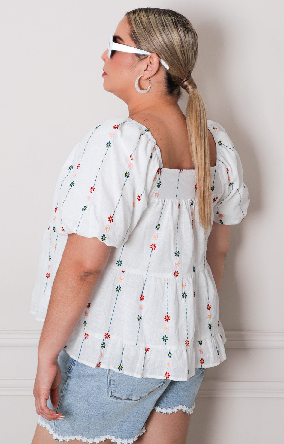Blusa blanca con bordado - BLUSAS CURVY Boutiquemirel 