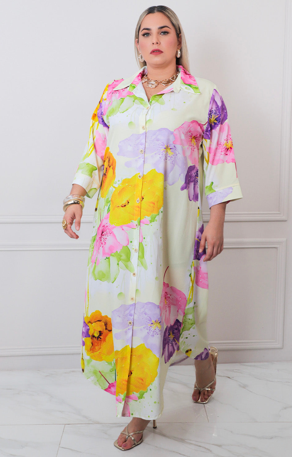 Vestido estampado con botones - VESTIDO LARGO CURVY Boutiquemirel 
