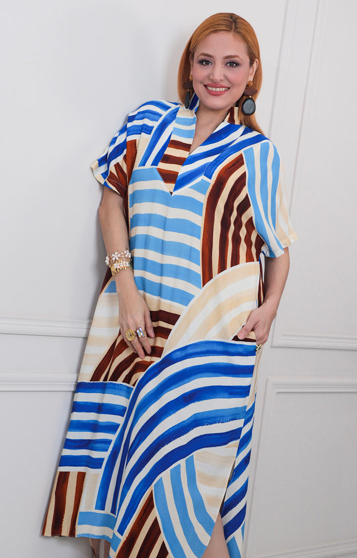 V*4-26*ENTRO*D30402*AZUL ESTAMPADO - VESTIDO LARGO REGULAR Boutiquemirel 