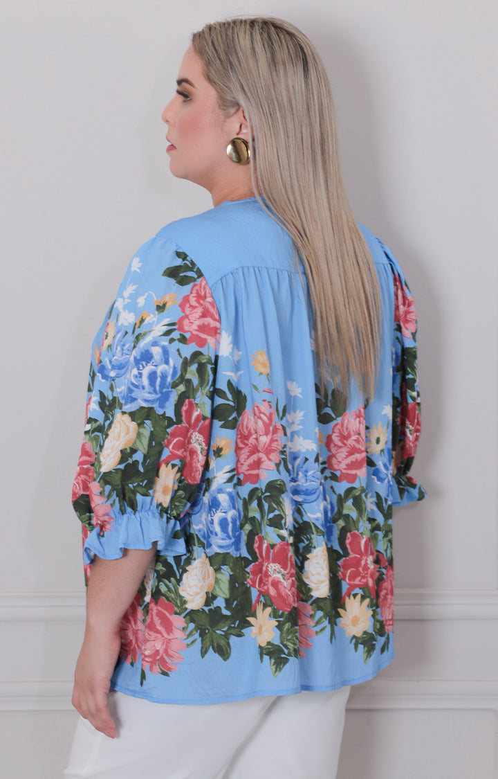 Blusa de flores con bordado - BLUSAS CURVY Boutiquemirel 
