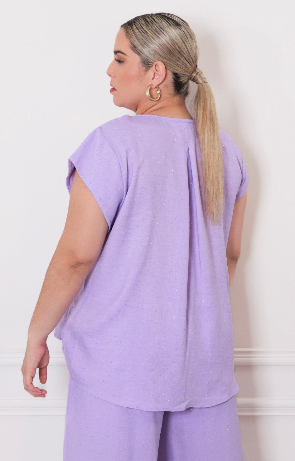 Blusa lila con brillos - BLUSAS CURVY Boutiquemirel 