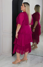 Vestido liso manga mariposa