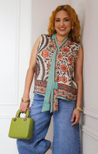 Blusa sin mangas con estampado boho