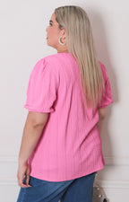Blusa rosa texturizada - BLUSAS CURVY Boutiquemirel 