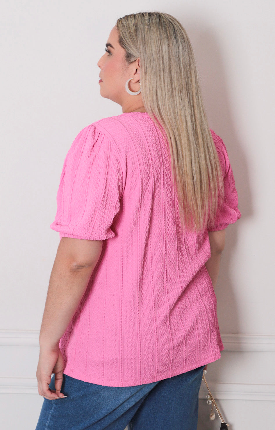 Blusa rosa texturizada - BLUSAS CURVY Boutiquemirel 