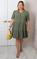 Vestido corto babydoll con olán