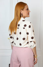 Blusa camisera con estampado polka dot