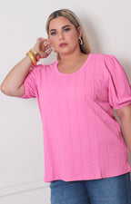 Blusa rosa texturizada - BLUSAS CURVY Boutiquemirel 