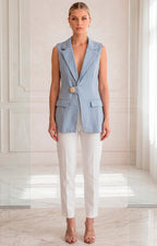 Chaleco azul sin mangas y detalle dorado - CHALECO REGULAR Boutiquemirel 