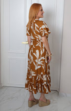 Vestido midi estampado con escote cruzado