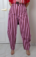 Pantalón globo a rayas