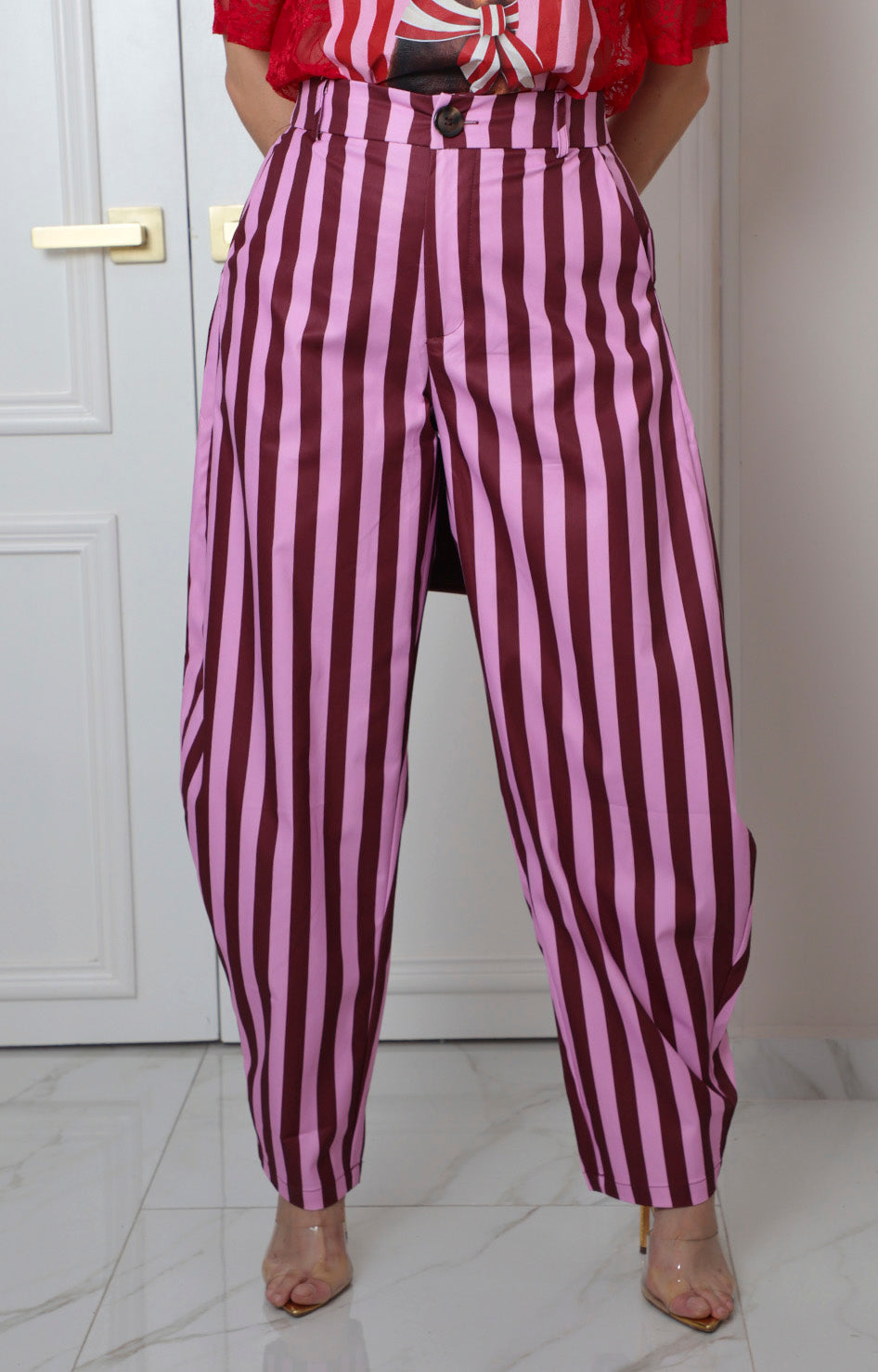 Pantalón globo a rayas