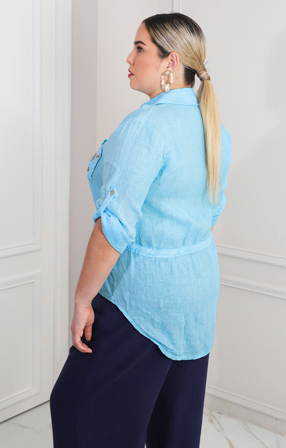 Blusa camisera celeste