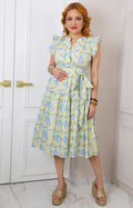 Vestido midi floral con olanes
