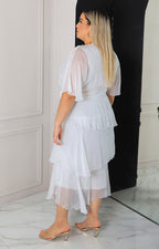 Vestido liso manga mariposa