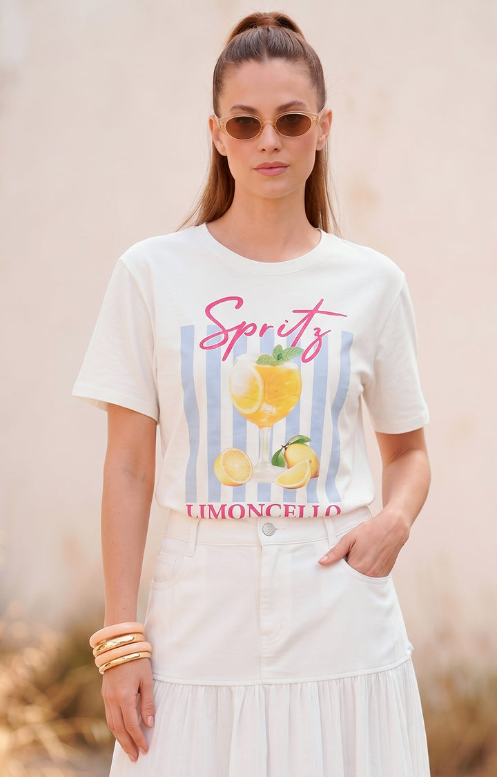 Blusa blanca estampada - BLUSAS REGULAR Boutiquemirel 