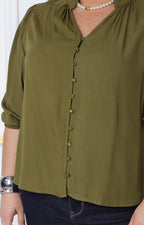 Blusa escote en V con mangas globo