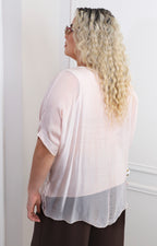 Blusa de seda de manga corta