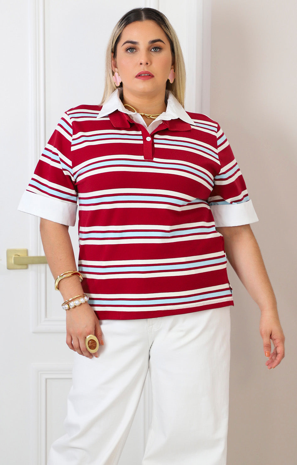 Blusa tipo polo a rayas