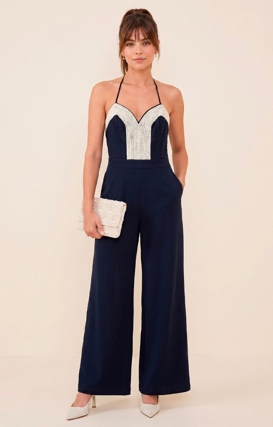Palazzo halter con bordado - PALAZZO LARGO REGULAR Boutiquemirel 