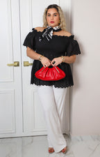 Blusa peplum con bordado calado