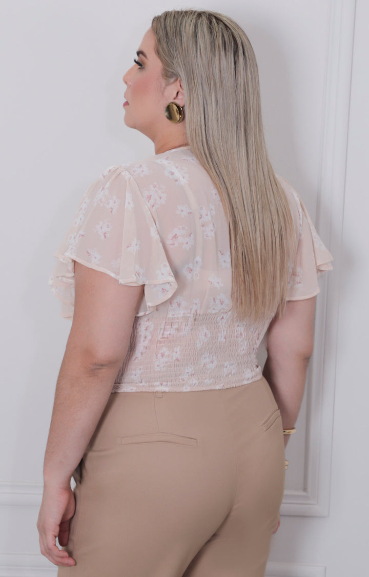 Blusa estampada con fruncido - BLUSAS CURVY Boutiquemirel 