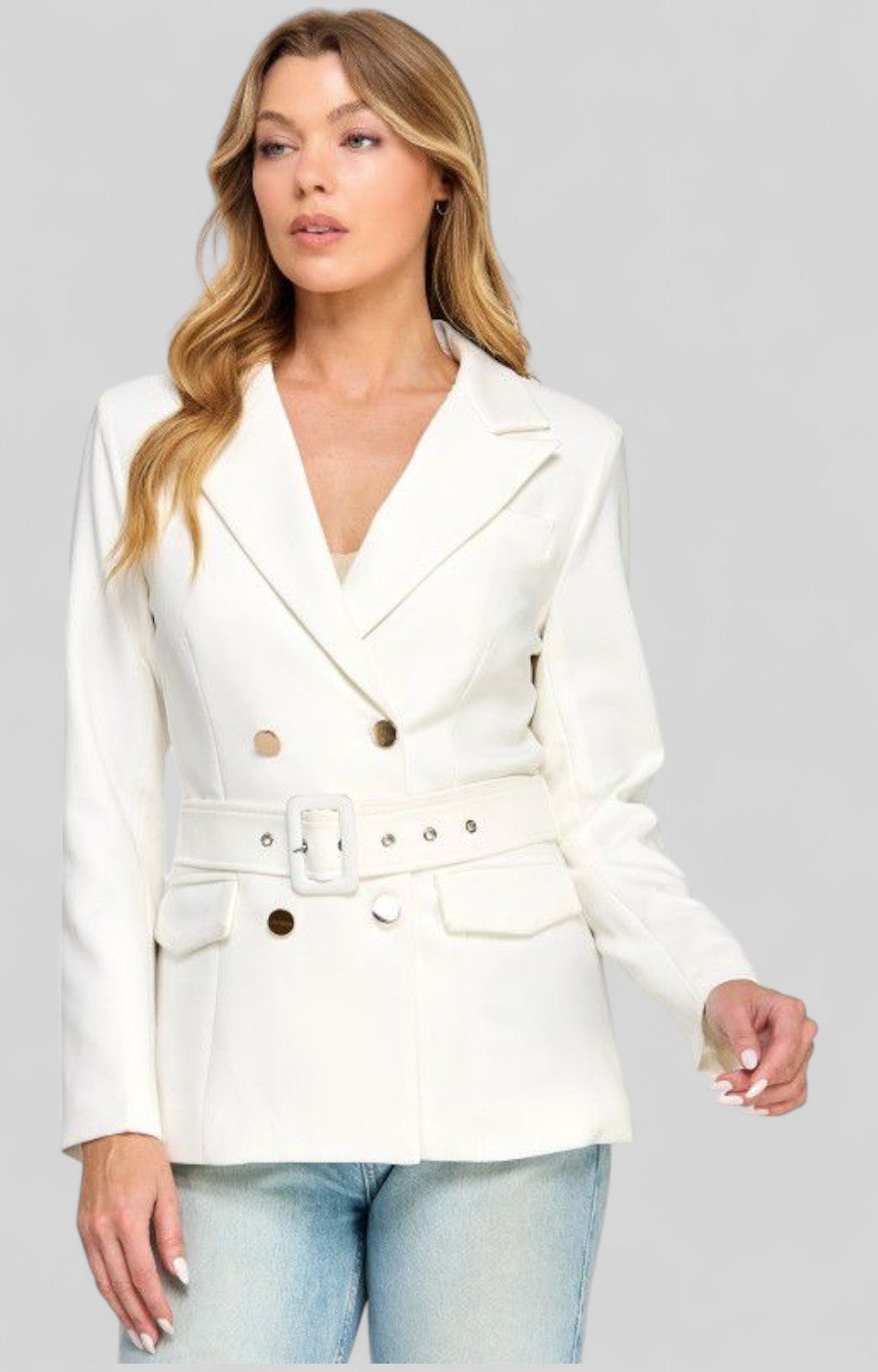 Saco blanco con botones dorados - SACO Boutiquemirel 