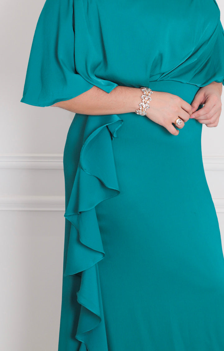 Vestido verde con volante - VESTIDO LARGO CURVY Boutiquemirel 