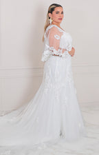Vestido blanco con tul y encaje - VESTIDO LARGO CURVY Boutiquemirel 