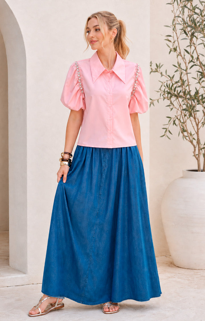 Blusa con manga tipo globo - BLUSAS REGULAR Boutiquemirel 