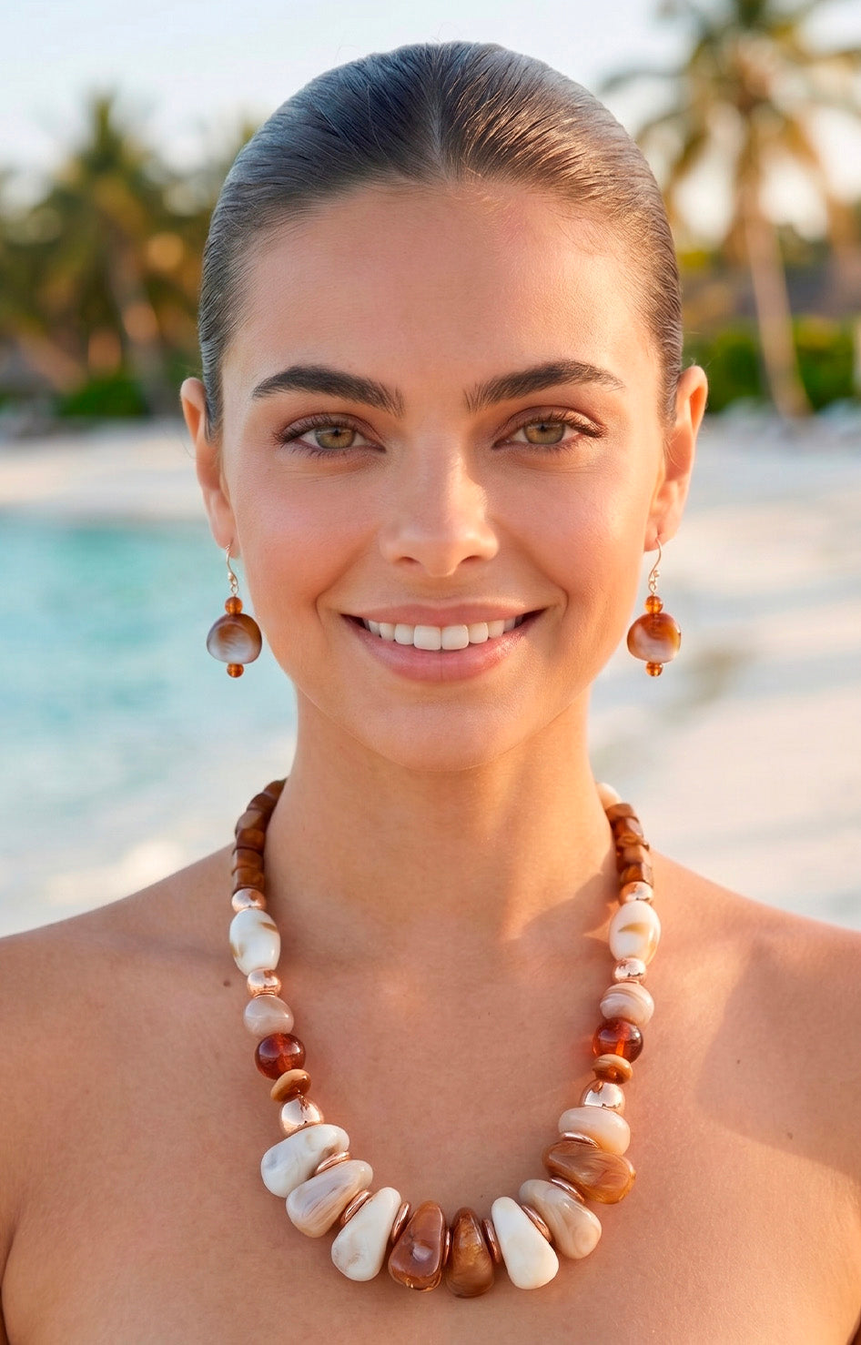 Set de collar y aretes marmoleadas - SET COLLAR Boutiquemirel 