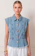 Blusa de mezclilla con botones dorados - BLUSAS REGULAR Boutiquemirel 