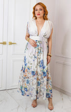 Vestido maxi floral con escote en V