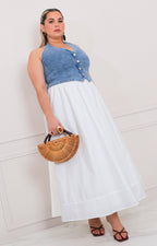 Vestido blanco halter - VESTIDO LARGO CURVY Boutiquemirel 