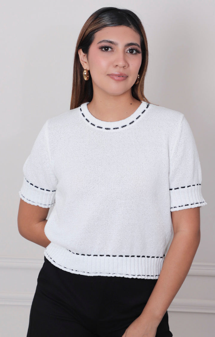 Blusa blanca de punto - BLUSAS REGULAR Boutiquemirel 