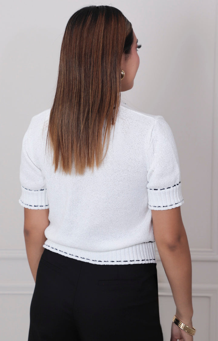 Blusa blanca de punto - BLUSAS REGULAR Boutiquemirel 