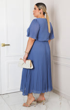 Vestido midi plisado cruzado