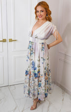 Vestido maxi floral con escote en V