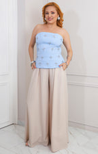 Blusa strapless con pedrería